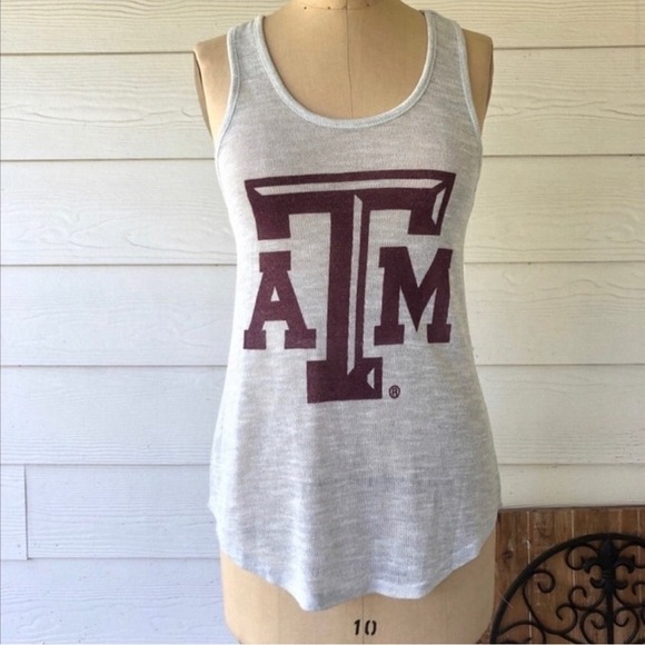 Texas A & M Tops - Texas A&M Metallic Silver Racerback Tank Top